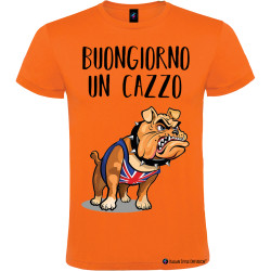 T-shirt personalizzata Buongiorno un cazzo Bulldog colore arancio