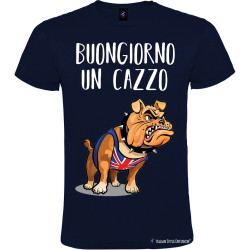 T-shirt personalizzata Buongiorno un cazzo Bulldog colore blu navy