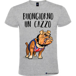 T-shirt personalizzata Buongiorno un cazzo Bulldog colore grigio
