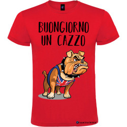 T-shirt personalizzata Buongiorno un cazzo Bulldog colore rosso