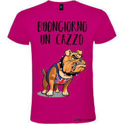 T-shirt personalizzata Buongiorno un cazzo Bulldog colore rosa fucsia
