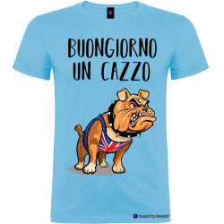 T-shirt personalizzata Buongiorno un cazzo Bulldog colore azzurro