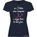 T-shirt personalizzata donna se vuoi campare felice colore blu navy
