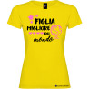 T-shirt personalizzata donna Figlia migliore del mondo colore giallo