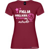 T-shirt personalizzata donna Figlia migliore del mondo colore bordeaux