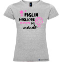 T-shirt personalizzata donna Figlia migliore del mondo colore grigio