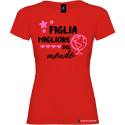 T-shirt personalizzata donna Figlia migliore del mondo colore rosso