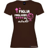 T-shirt personalizzata donna Figlia migliore del mondo colore marrone