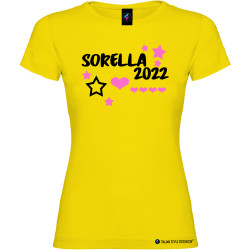 Maglietta personalizzata donna per la Sorella con anno colore giallo
