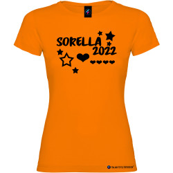Maglietta personalizzata donna per la Sorella con anno colore arancio