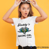 Maglietta personalizzata donna Daddy's racing girl con nome