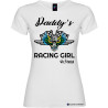 Maglietta personalizzata donna Daddy's racing girl con nome colore bianco