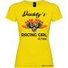 Maglietta personalizzata donna Daddy's racing girl con nome colore giallo