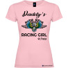 Maglietta personalizzata donna Daddy's racing girl con nome colore rosa