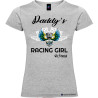 Maglietta personalizzata donna Daddy's racing girl con nome colore grigio