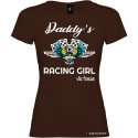 Maglietta personalizzata donna Daddy's racing girl con nome colore marrone