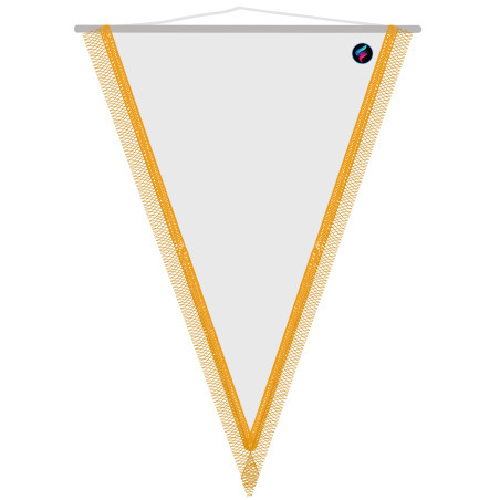 Gagliardetto triangolare 20 x 13 cm colore bianco oro argento