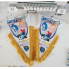 Gagliardetto triangolare 30 x 20 cm colore bianco oro argento dimostrativo