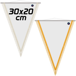 Gagliardetto triangolare 30 x 20 cm colore bianco oro argento