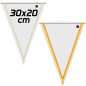 Gagliardetto triangolare 30 x 20 cm colore bianco oro argento