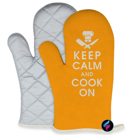 Guanto personalizzato in juta da cucina forno keep calm and cook on