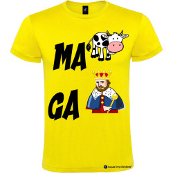 T-shirt personalizzata simpatica dialetto veneto ma va cagare colore giallo