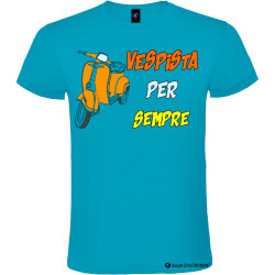 Maglietta personalizzata vespista per sempre vespa 50 special colore turchese