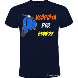 Maglietta personalizzata vespista per sempre vespa 50 special colore blu navy