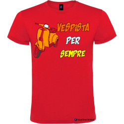Maglietta personalizzata vespista per sempre vespa 50 special colore rosso