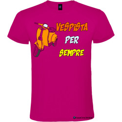 Maglietta personalizzata vespista per sempre vespa 50 special colore rosa fucsia