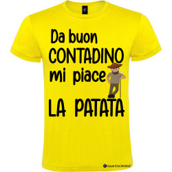 T-shirt personalizzata uomo buon contadino mi piace la patata colore giallo