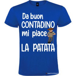 T-shirt personalizzata uomo buon contadino mi piace la patata colore blu royal
