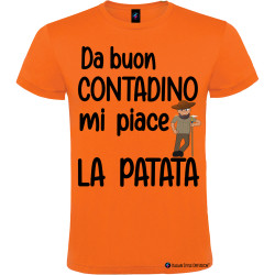 T-shirt personalizzata uomo buon contadino mi piace la patata colore arancio