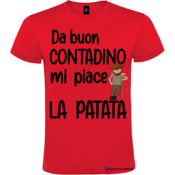 T-shirt personalizzata uomo buon contadino mi piace la patata colore rosso