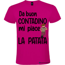 T-shirt personalizzata uomo buon contadino mi piace la patata colore rosa fucsia