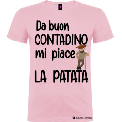 T-shirt personalizzata uomo buon contadino mi piace la patata colore rosa
