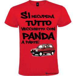 T-shirt personalizzata da uomo vecchietto con Panda colore rosso