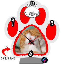 Orologio da tavola personalizzato a zampa con foto del tuo gatto