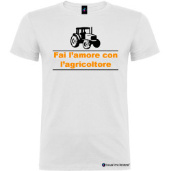 T-shirt personalizzata da uomo fai l'amore con l'agricoltore colore bianco