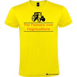 T-shirt personalizzata da uomo fai l'amore con l'agricoltore colore giallo
