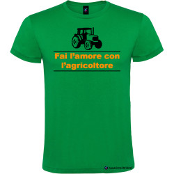 T-shirt personalizzata da uomo fai l'amore con l'agricoltore colore verde