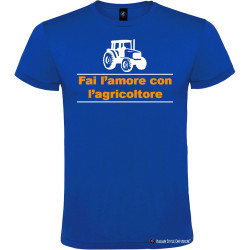 T-shirt personalizzata da uomo fai l'amore con l'agricoltore colore blu royal
