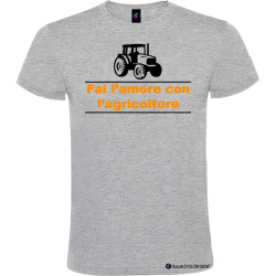 T-shirt personalizzata da uomo fai l'amore con l'agricoltore colore grigio