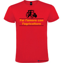 T-shirt personalizzata da uomo fai l'amore con l'agricoltore colore rosso