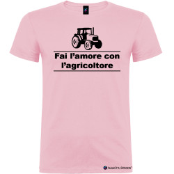 T-shirt personalizzata da uomo fai l'amore con l'agricoltore colore rosa