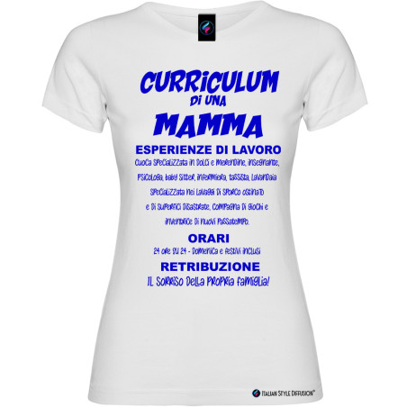 T-shirt personalizzata donna curriculum di una mamma