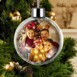 Palla di Natale trasparente personalizzata con foto