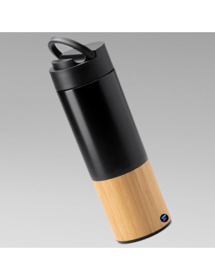 Thermos personalizzato con incisione in acciaio e bambù