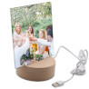 Cornice portafoto al led con base in legno quadrata