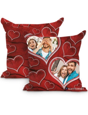 Cuscino personalizzato per san valentino due cuori